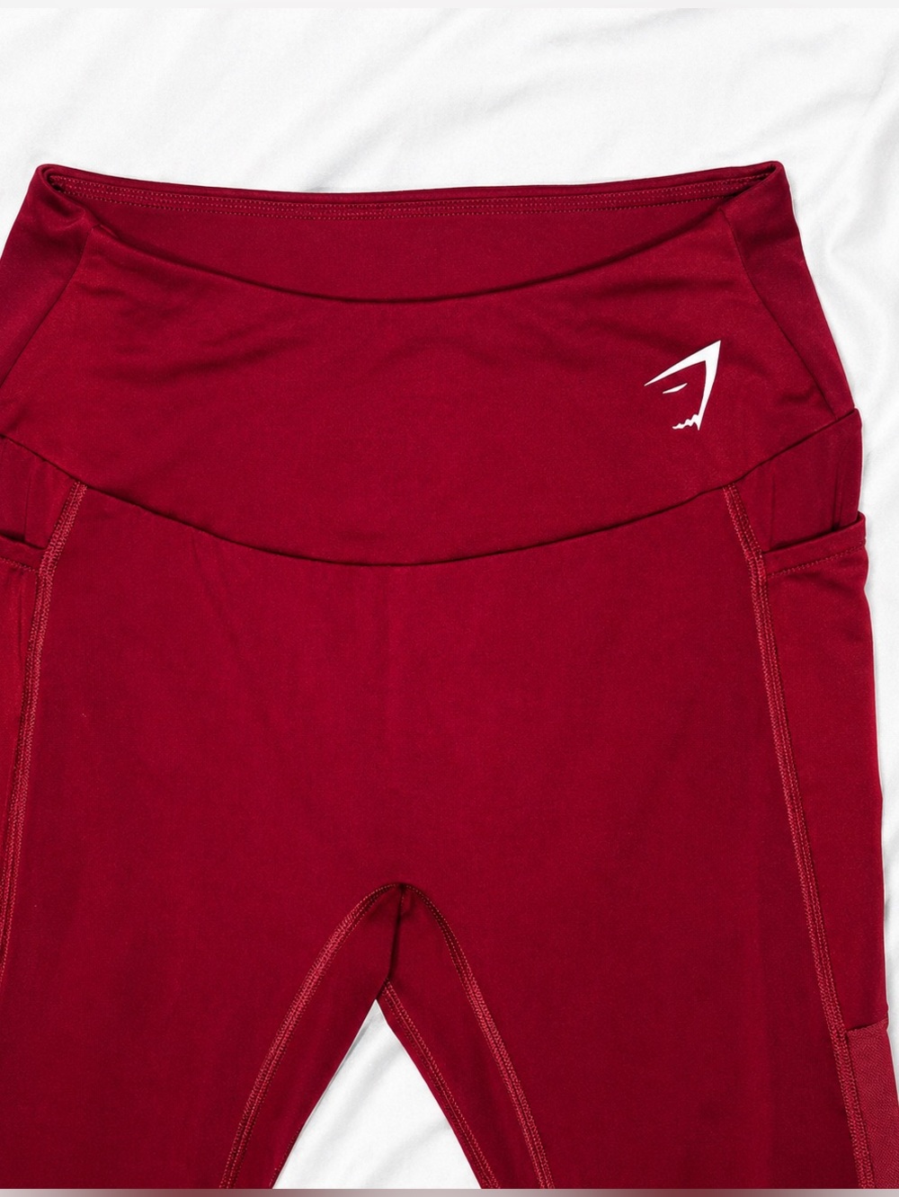 Gymshark Maroon High Waisted Pocket Mesh Leggings Size M 26” Inseam